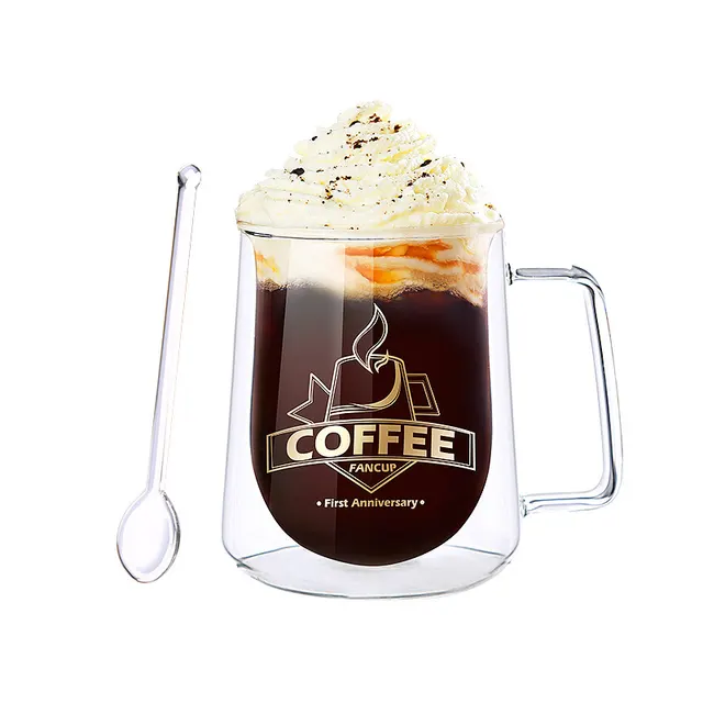 Creative Glass High Borosilicate Double Layer Coffee Cup Fang Ke Cup Fashion Mug 5Style - Shop at LoveMi