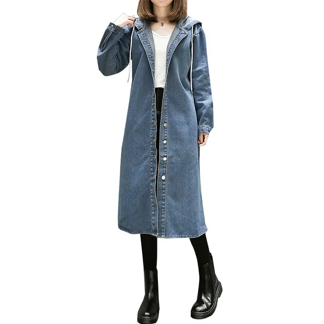Thin Denim Trench Coat With Hood Blue - Shop at LoveMi