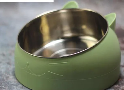 Pet Ceramic Dog Bowl Cat Food Bowl Water Bowl Double Bowl Large Anti Overturning Protection Spine Green - Shop at LoveMi