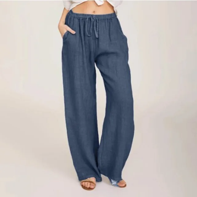 Popular Casual Women'S Yoga Pants With Cotton And Hemp Denim Blue - Shop at LoveMi