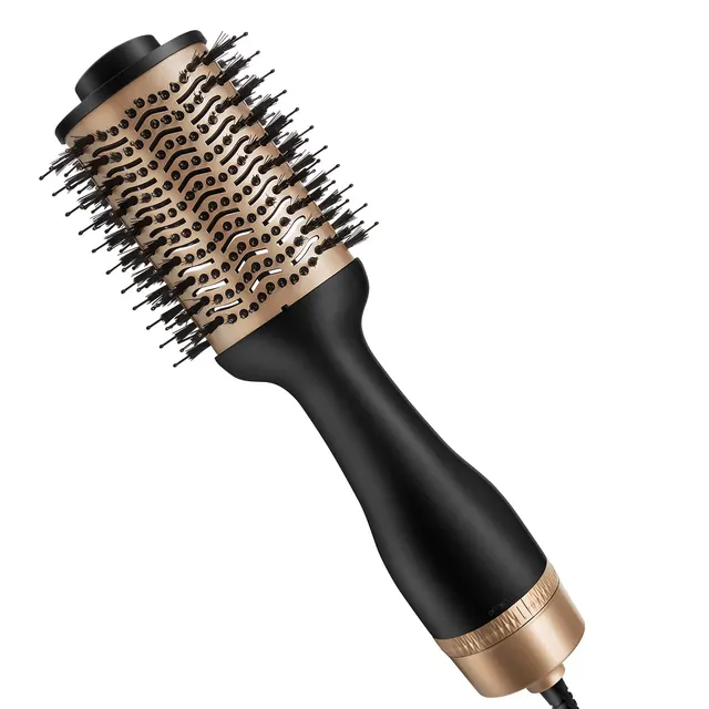 Multifunctional Hot Air Comb Cross Border Three In One Hair Dryer Curler Straight Hair Comb Styling Comb Gold - Shop at LoveMi
