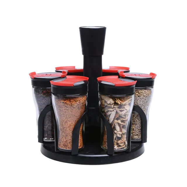 Rotary Seasoning Storage Spice Bottle Rack Kitchen Salt and Pepper Cruet Condiment Set Containers for Spices - Shop at LoveMi