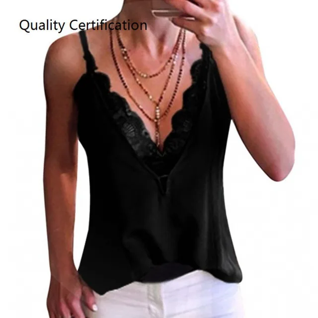 Trap Tank Tops Deep V Neck Vests Spaghetti Straps Black - Shop at LoveMi