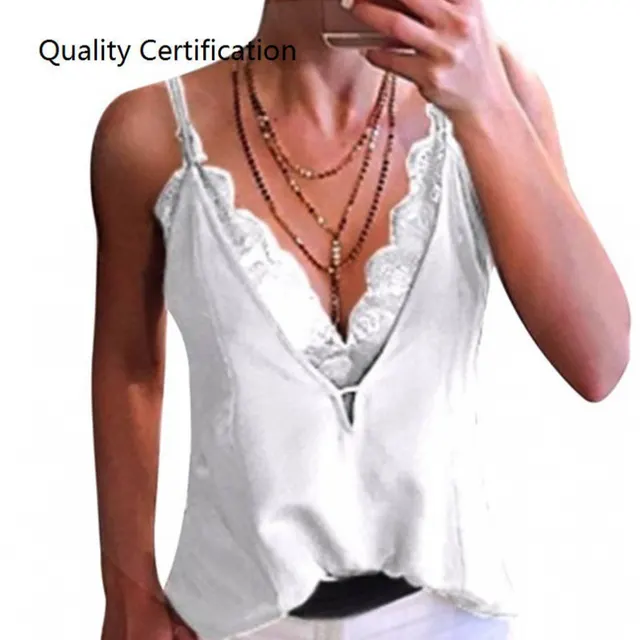 Trap Tank Tops Deep V Neck Vests Spaghetti Straps White - Shop at LoveMi