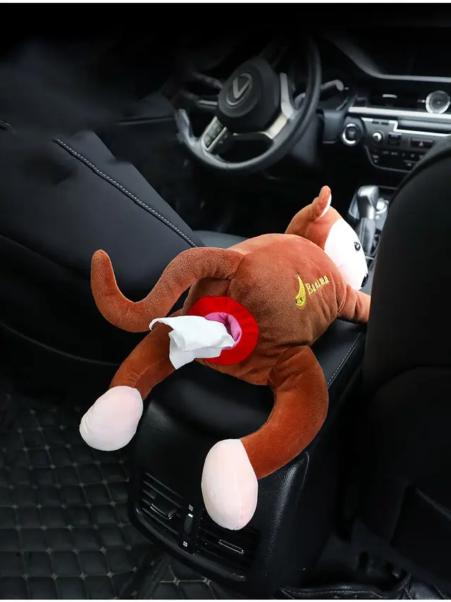 Creative Cute Cartoon Monkey Home Office Car Hanging Paper Napkin Tissue Box Cover Holder Portable Paper Box Soft 3D Animals Brown - Shop at LoveMi
