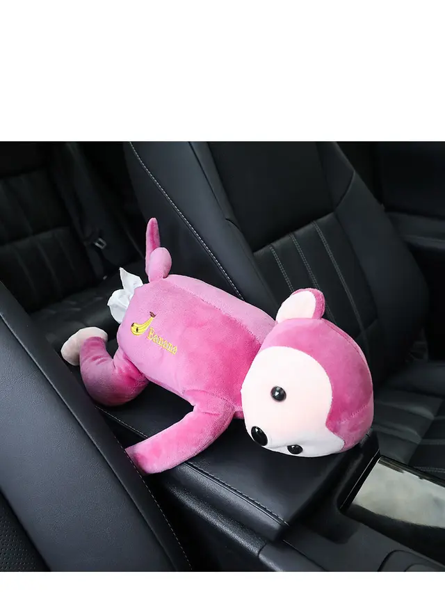 Creative Cute Cartoon Monkey Home Office Car Hanging Paper Napkin Tissue Box Cover Holder Portable Paper Box Soft 3D Animals Pink - Shop at LoveMi
