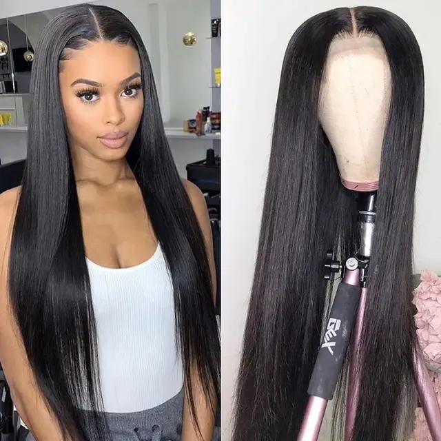 Female Black Front Lace Mid Length Straight Hair 20Inch - Shop at LoveMi