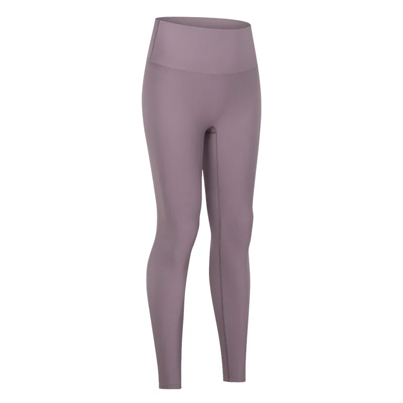 No T-Line Soft High-Elastic Thread Yoga Pants, Buttocks, Abdomen, Moisture Wicking Sports, Nine-Point Pants Women - Purple - View 1