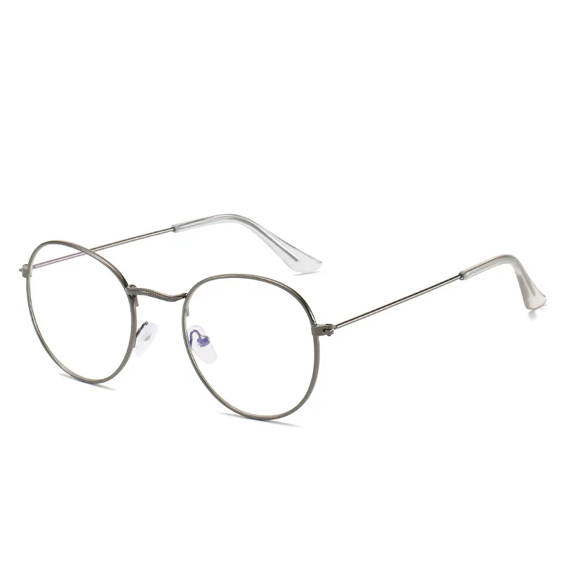 Metal Frame Glasses For Women Vintage Anti Blue Blocking Optical Eyeglasses Metal Plain Spectacle Oculos Luxury Gafas Lunette - Silver Painted Black