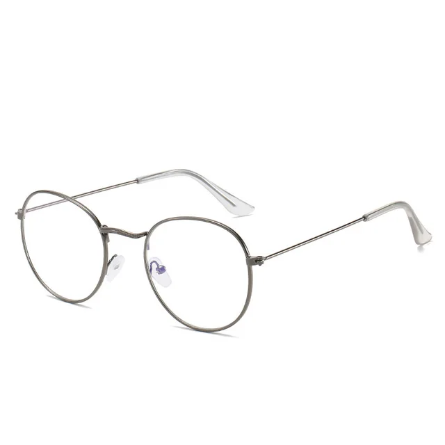 Metal Frame Glasses For Women Vintage Anti Blue Blocking Optical Eyeglasses Metal Plain Spectacle Oculos Luxury Gafas Lunette Silver Painted Black - Shop at LoveMi
