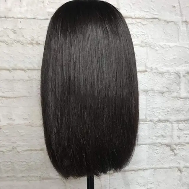 Wig European And American Wig Black Short Straight Hair Front Lace Chemical Fiber Ladies Headgear T Lace Spot Wig Black 16 Inches - Shop at LoveMi