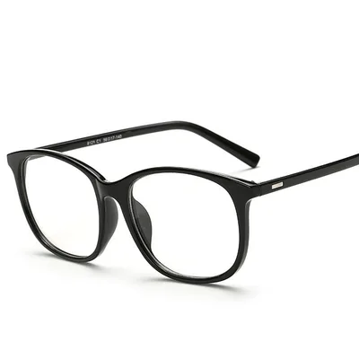 Flat Glasses Retro Student Glasses Frame Unisex Large Frame Flat Lens Bright Black Frame - Shop at LoveMi