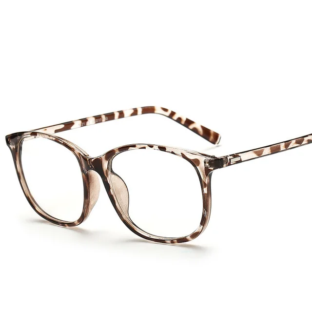 Flat Glasses Retro Student Glasses Frame Unisex Large Frame Flat Lens Brown - Shop at LoveMi