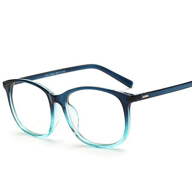 Flat Glasses Retro Student Glasses Frame Unisex Large Frame Flat Lens Gradient Blue - Shop at LoveMi