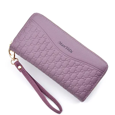 Ladies Long Large capacity Double Zipper Wallet Purple - Shop at LoveMi