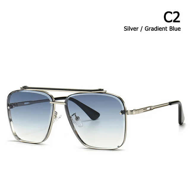 Sunglasses Glasses Modern Retro Square Frame Sunglasses Street Shot Big Frame Sunglasses 2C - Shop at LoveMi
