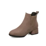 Square Toe Thick Heel Short Boots Comfortable Suede Mid-heel Women's Boots - Camel