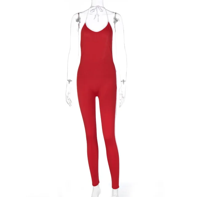 High Waist Halter Seamless Suit Jumpsuit Red - Shop at LoveMi