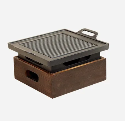 Wooden Seat Korean Style Grill Pan Grill Household Smokeless - Shop at LoveMi