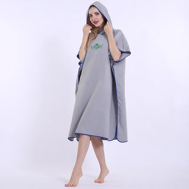 Microfiber Absorbent Cloak Can Wear Beach Towels Grey - Shop at LoveMi