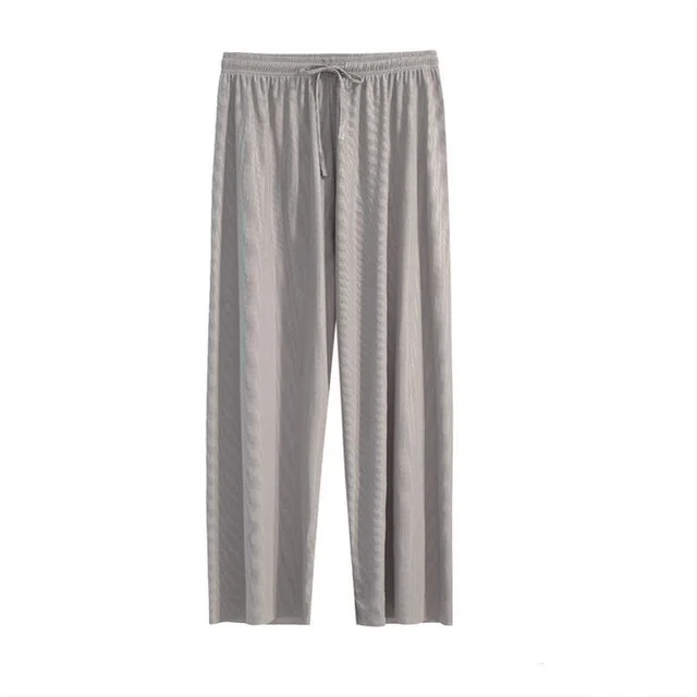 Ice Silk Wide Leg Pants Nine Point Straight Culottes Thin Section Grey - Shop at LoveMi