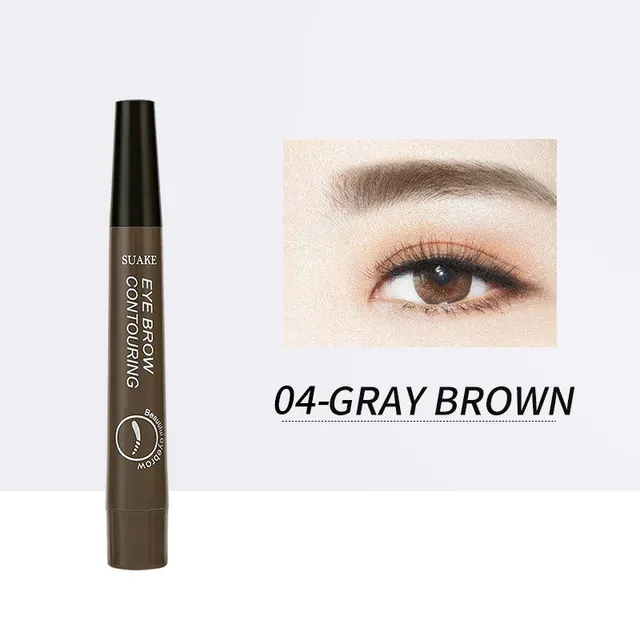 Four Headed Bifurcated Eyebrow Pencil Lasts For A Long Time Without Smudging Gray Brown No. 4 - Shop at LoveMi