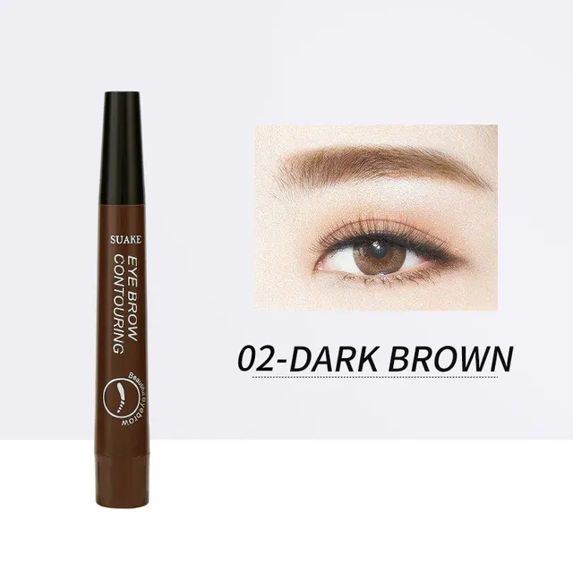 Four Headed Bifurcated Eyebrow Pencil Lasts For A Long Time Without Smudging No. 2 Dark Brown - Shop at LoveMi