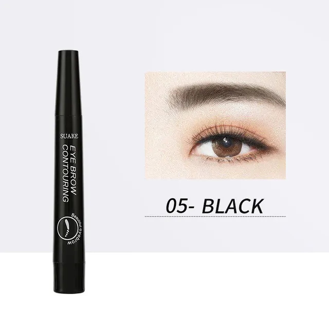 Four Headed Bifurcated Eyebrow Pencil Lasts For A Long Time Without Smudging No. 5 Natural Black - Shop at LoveMi