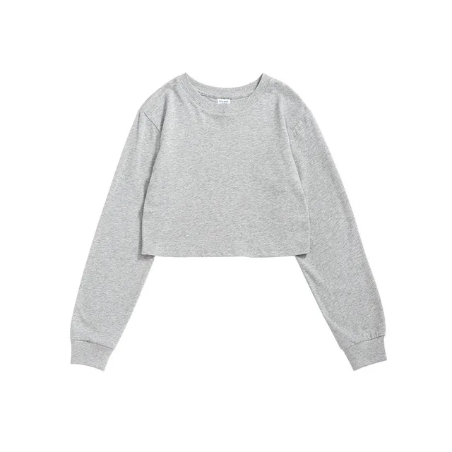 Simple Solid Color Casual Little Sexy Navel Sportswear Grey - Shop at LoveMi