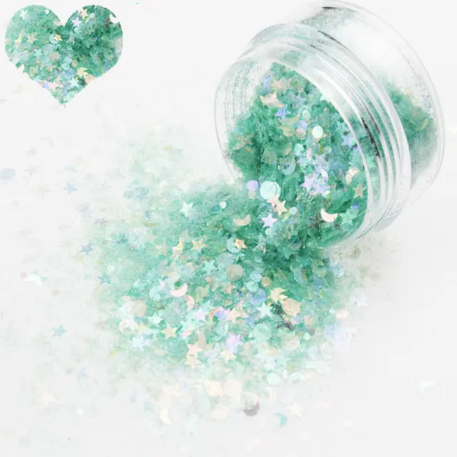 Nail Art New Symphony Sequins, Colorful Mixed Sequins, Glitter Green - Shop at LoveMi