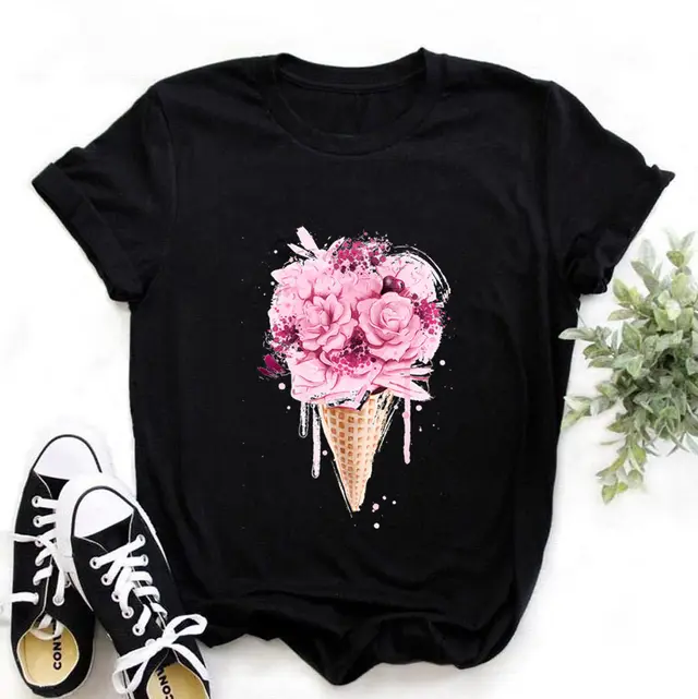 Women'S Bike Fashion Black T Shirt Girl Harajuku Korean Graphic Top 1 Color - Shop at LoveMi