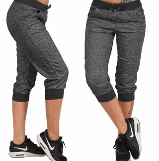 Women's Loose Casual Sports Pants Solid Color Thin Cropped Pants - Black