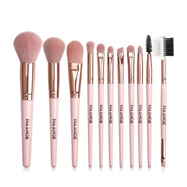Pink makeup brush set powder eyeshadow blend 11 Sticks - Shop at LoveMi