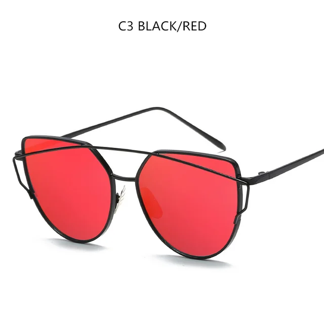 Cat Eye Sunglasses Cupronickel Frame Material Color Film Glasses Personalized Sunglasses Ladies Sunglasses Black Red - Shop at LoveMi