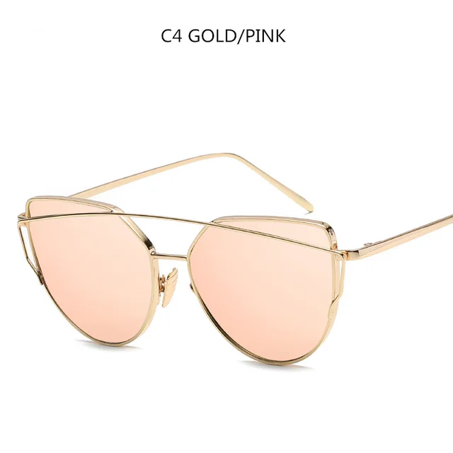 Cat Eye Sunglasses Cupronickel Frame Material Color Film Glasses Personalized Sunglasses Ladies Sunglasses Gold Powder - Shop at LoveMi