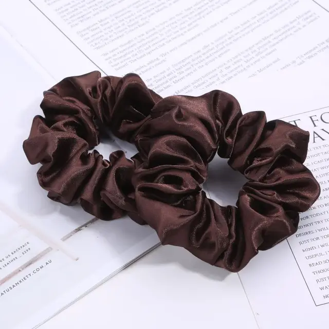 European And American Cloth Circle Head Rope Pure Color Headdress Hair Rope Deep Coffee - Shop at LoveMi