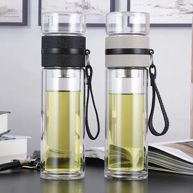 The New Office Transparent Tea Water Separation Double Glass Cup Creative Fashion Tea Maker Water Cup Portable Gift Customization Black - Shop at LoveMi