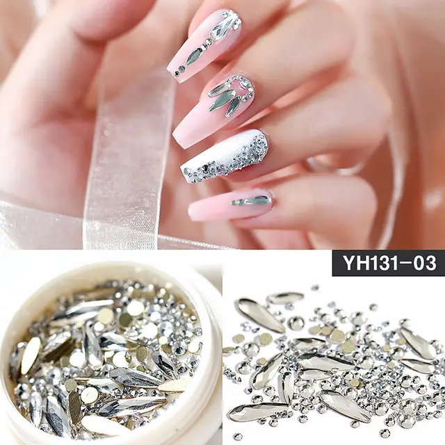 Nail Art Decoration Crystal Glitter Glass Rhinestone Diamond Mixed Design Flat Bottom Fairy 03 - Shop at LoveMi