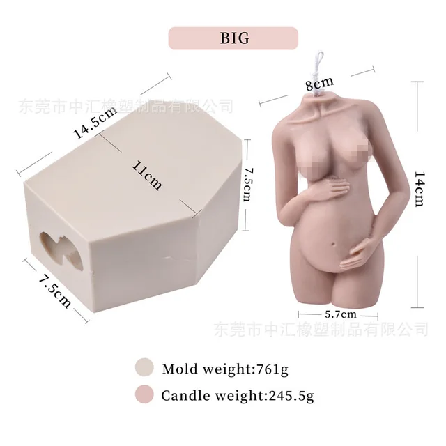 Slanted Shoulder Pregnant Woman Body Candle Mold Woman Size Aromatherapy Candle Cake Soap Mold Big Money - Shop at LoveMi
