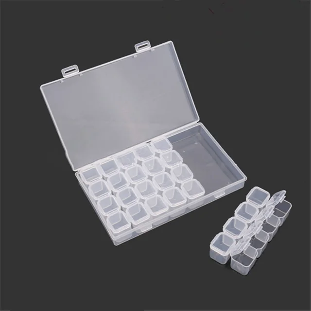 Manicure Tool Set 28 Grid Jewelry Box Open Mini Diamond Box Storage Box Transparent Color - Shop at LoveMi