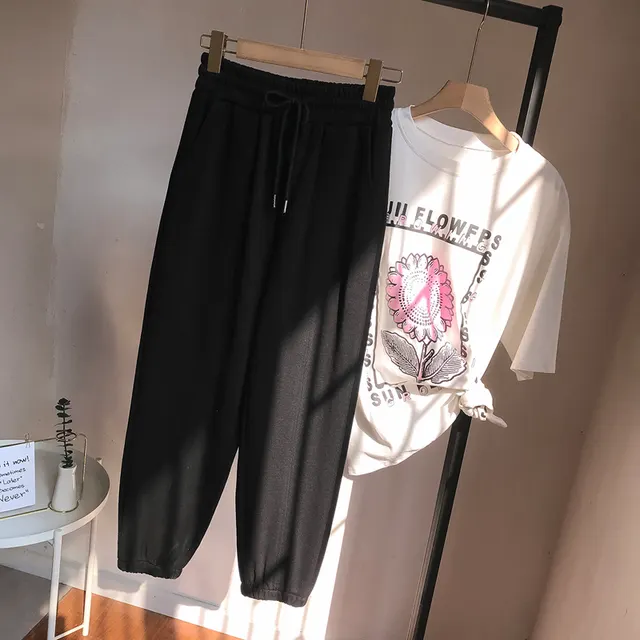 Gray Sweatpants Women's Health Pants Casual Slim Radish High Waist Nine point Harem Pants Black - Shop at LoveMi