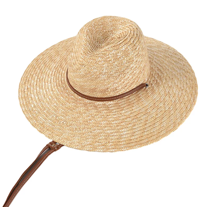 New Belt Strap Straw Sun Hat For Women Fashion Vacation Beach UV Hats WideBrim Panama Hats Outdoor - Natural Color