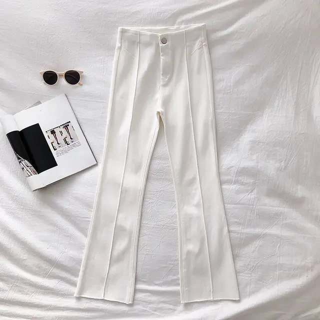 Neploe High Waist Black Pants Women Solid Color Casual Slim Trousers Female Korean Fashion Pantalones Ladies 1C877 White - Shop at LoveMi
