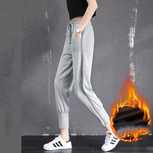 New Slim And Versatile Straight Casual Thick Gray Trousers Gray Trousers And Velvet Are S - Shop at LoveMi