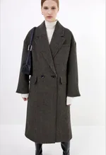 Houndstooth Plus Long Woolen C