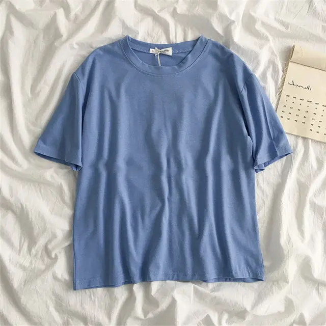 New Women'S Clothing Korean Student Loose Half Sleeve Solid Color Multifunctional Top Cowboy Blue - Shop at LoveMi