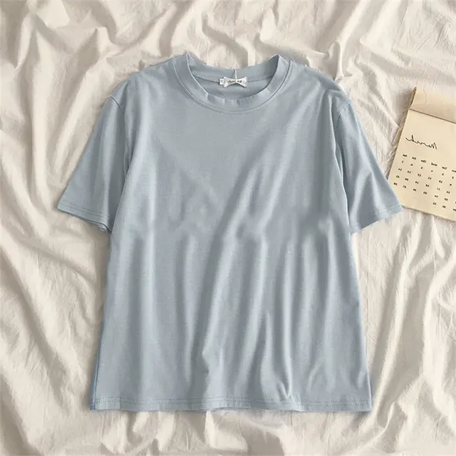 New Women'S Clothing Korean Student Loose Half Sleeve Solid Color Multifunctional Top Light Blue - Shop at LoveMi