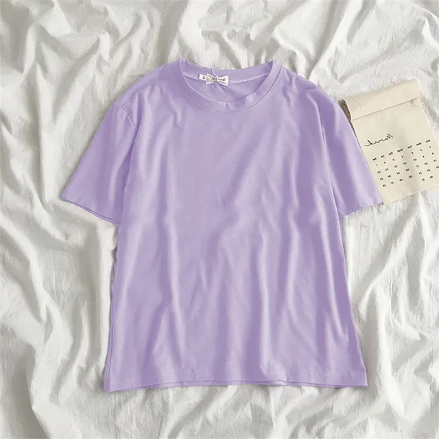New Women'S Clothing Korean Student Loose Half Sleeve Solid Color Multifunctional Top Light Purple - Shop at LoveMi