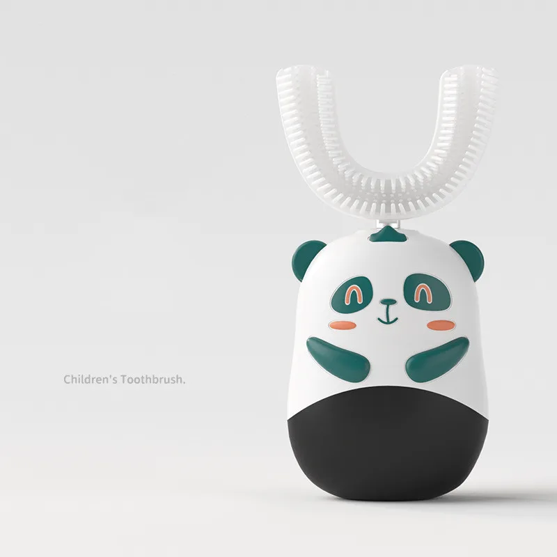 Children's Electric Toothbrush U-shaped Automatic Intelligent Ultrasonic - Green Panda