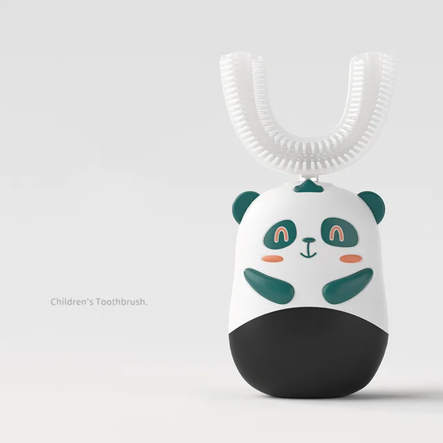 Children's Electric Toothbrush U shaped Automatic Intelligent Ultrasonic Green Panda - Shop at LoveMi